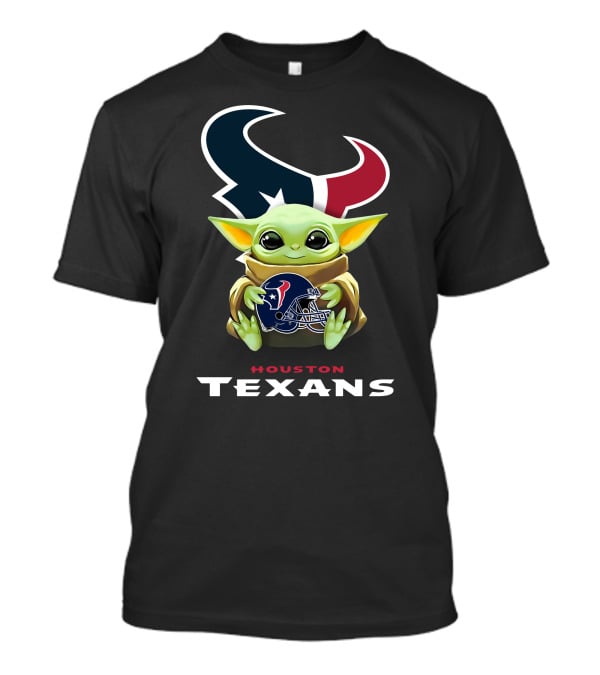 Baby Yoda With Houston Texans Helmet T-Shirt