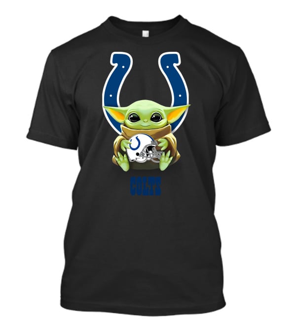 Baby Yoda Holding Indianapolis Colts Helmet With Team T-Shirt
