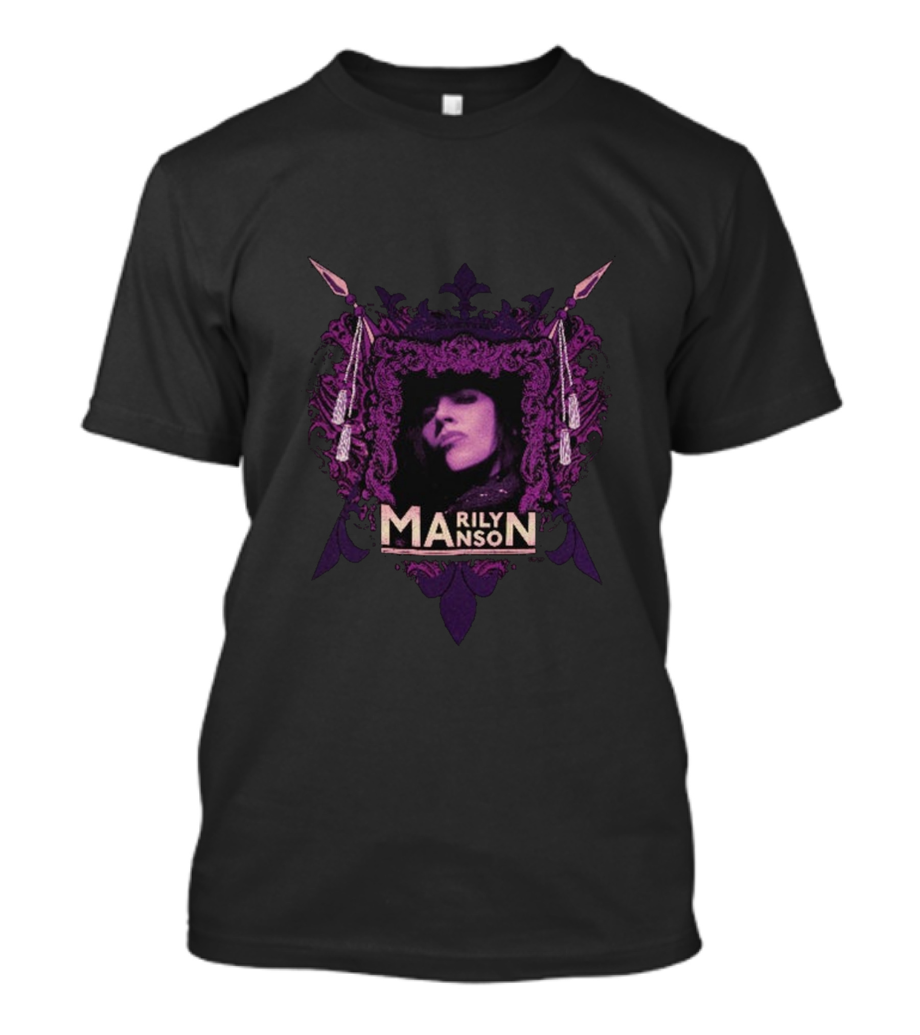 Marilyn Manson Gothic Portrait With Purple Ornate Frame T-Shirt
