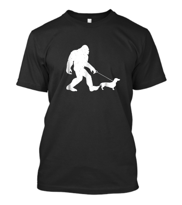 Bigfoot Walking Funny Wiener Dog Dachshund T-Shirt