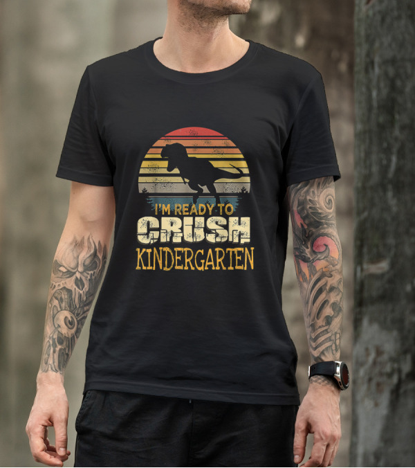 I'm Ready To Crush Kindergarten Dinosaur Sunset T-Shirt
