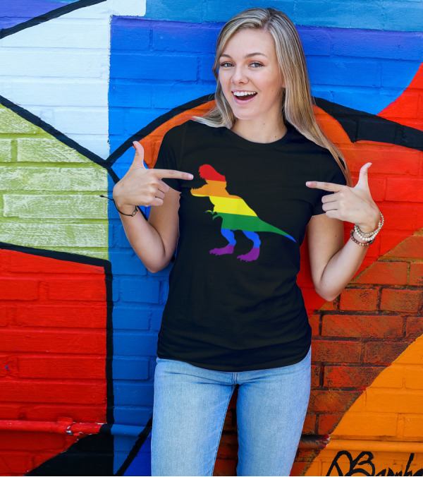 Dino Pride Rainbow Flag LBGT T-Rex Pride Month T-Shirt