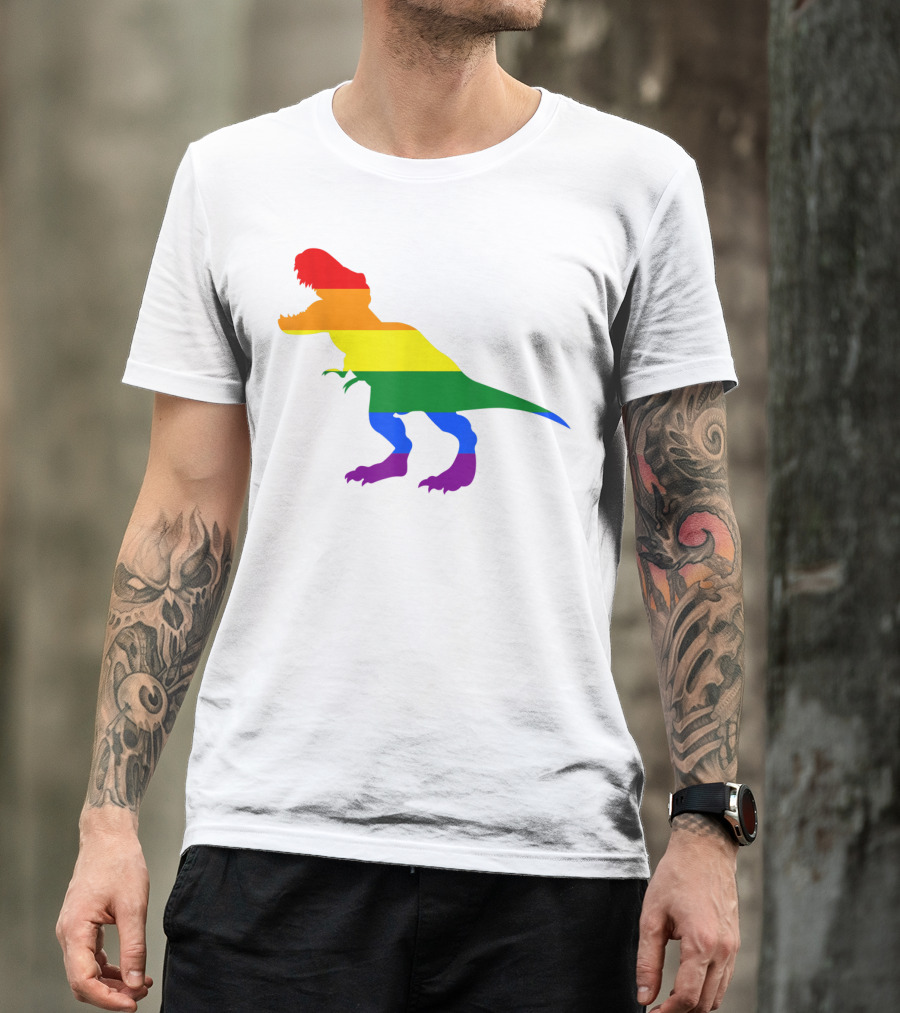 Dino Pride Rainbow Flag LBGT T-Rex Pride Month T-Shirt