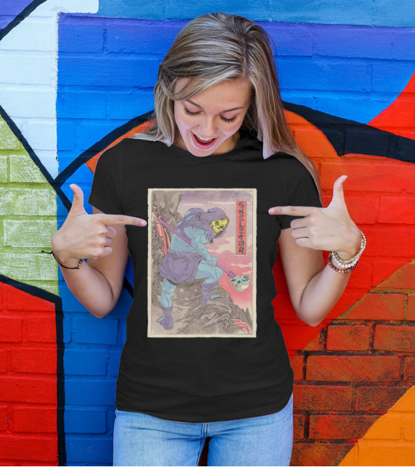 Skeletor Retro Vintage Style Art Print With Skull Staff And Hooded Figure T-Shirt