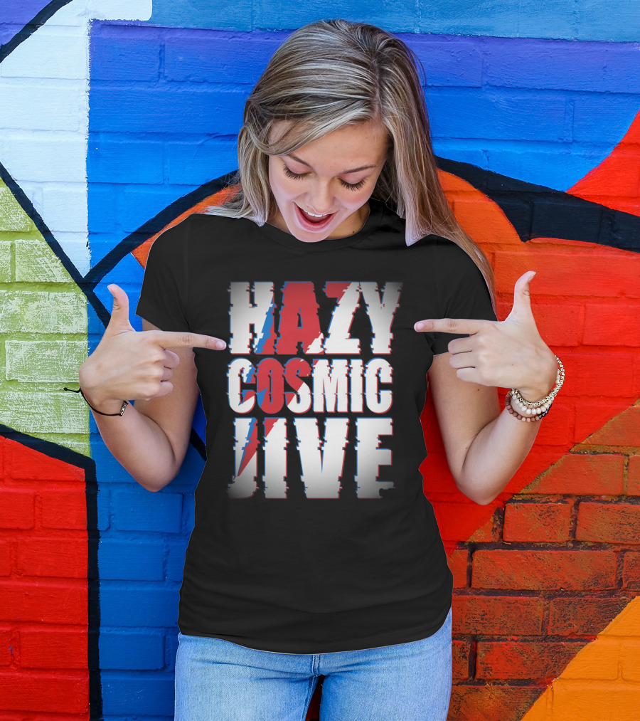 Hazy Cosmic Jive Ziggy Stardust Style Lightning Bolt T-Shirt