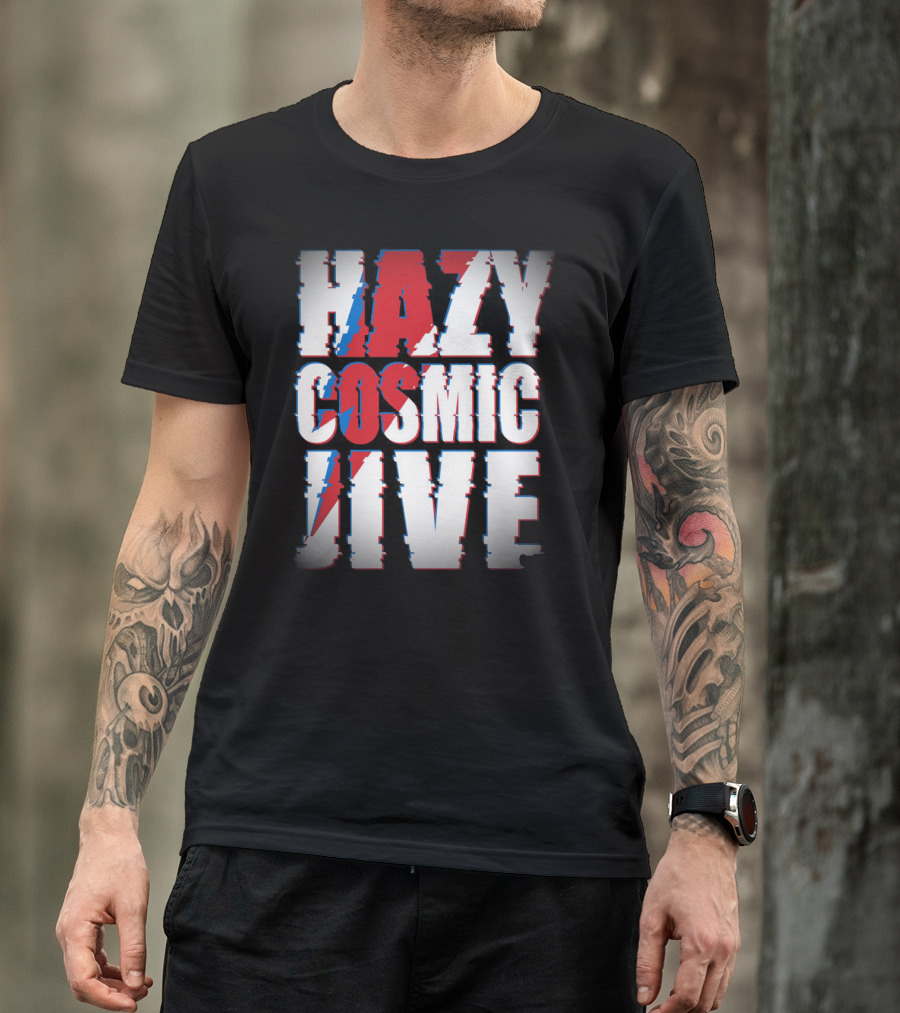 Hazy Cosmic Jive Ziggy Stardust Style Lightning Bolt T-Shirt