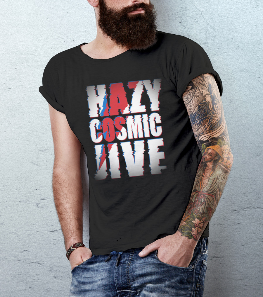 Hazy Cosmic Jive Ziggy Stardust Style Lightning Bolt T-Shirt