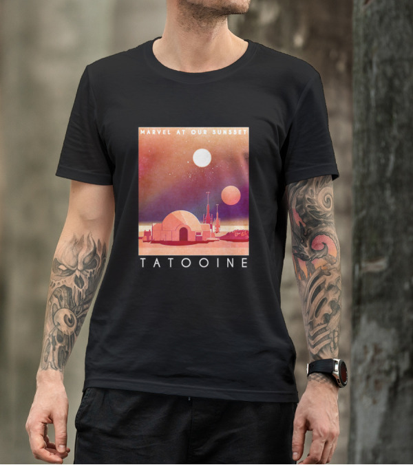 Marvel At Our Sunset Tatooine With Twin Suns And Iconic Desert Landscape T-Shirt