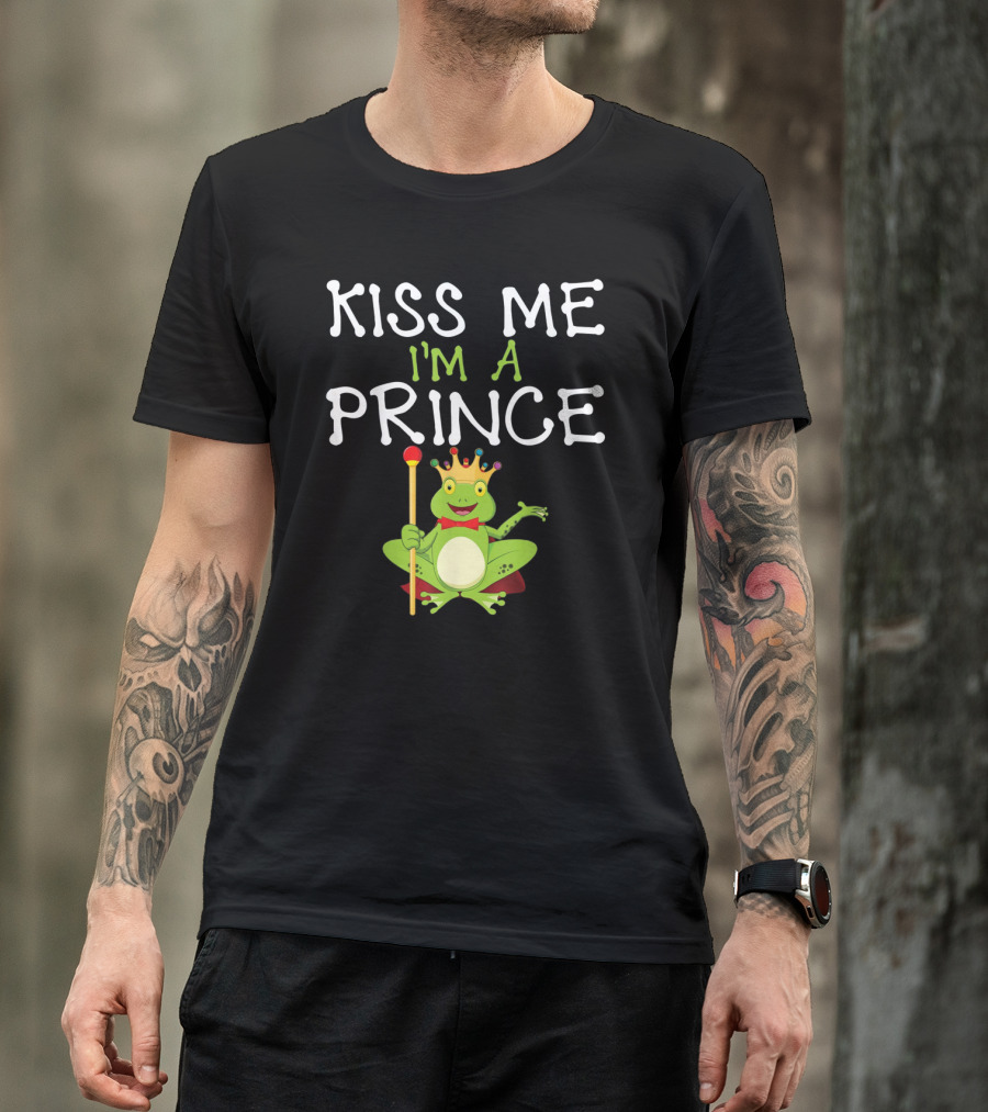 Kiss Me I'm A Frog Prince With Crown And Scepter T-Shirt