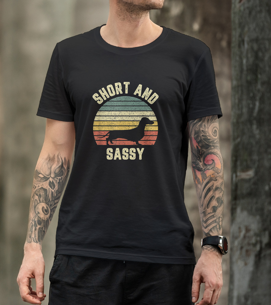 Retro Short And Sassy Dachshund Silhouette Weiner Dog T-Shirt