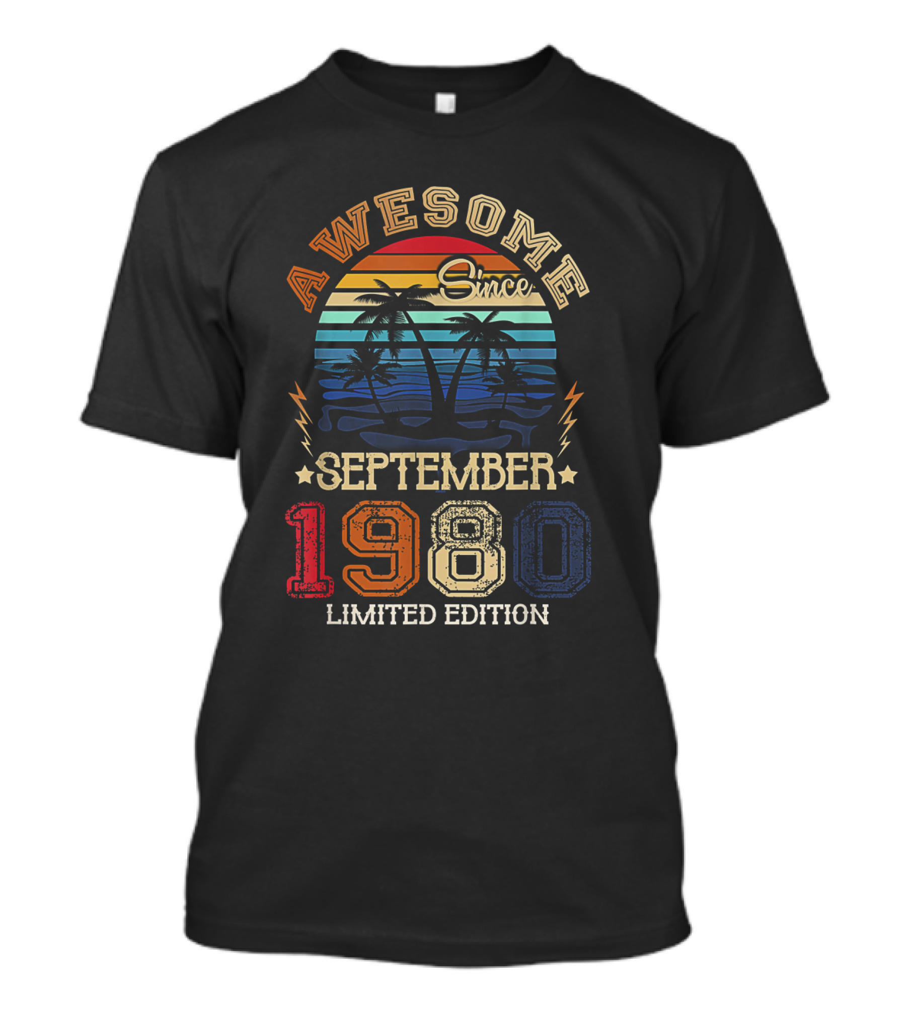 Awesome Since September 1980 Vintage Palm Sunset T-Shirt