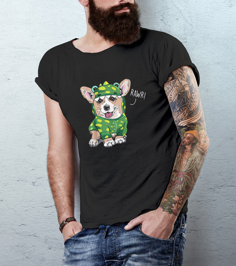Rawr Welsh Corgi Dressed As Dinosaur Costume Rex T-Shirt