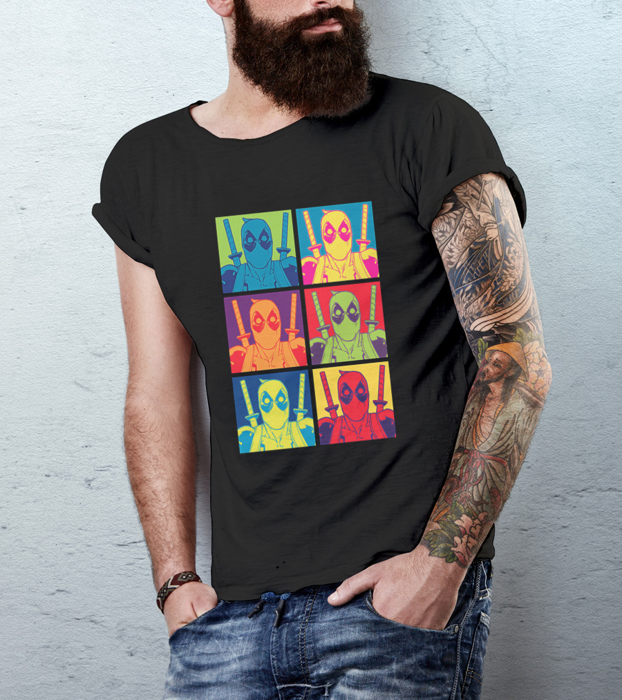 Marvel Deadpool Pop Art Colorful Square Box Repeat T-Shirt