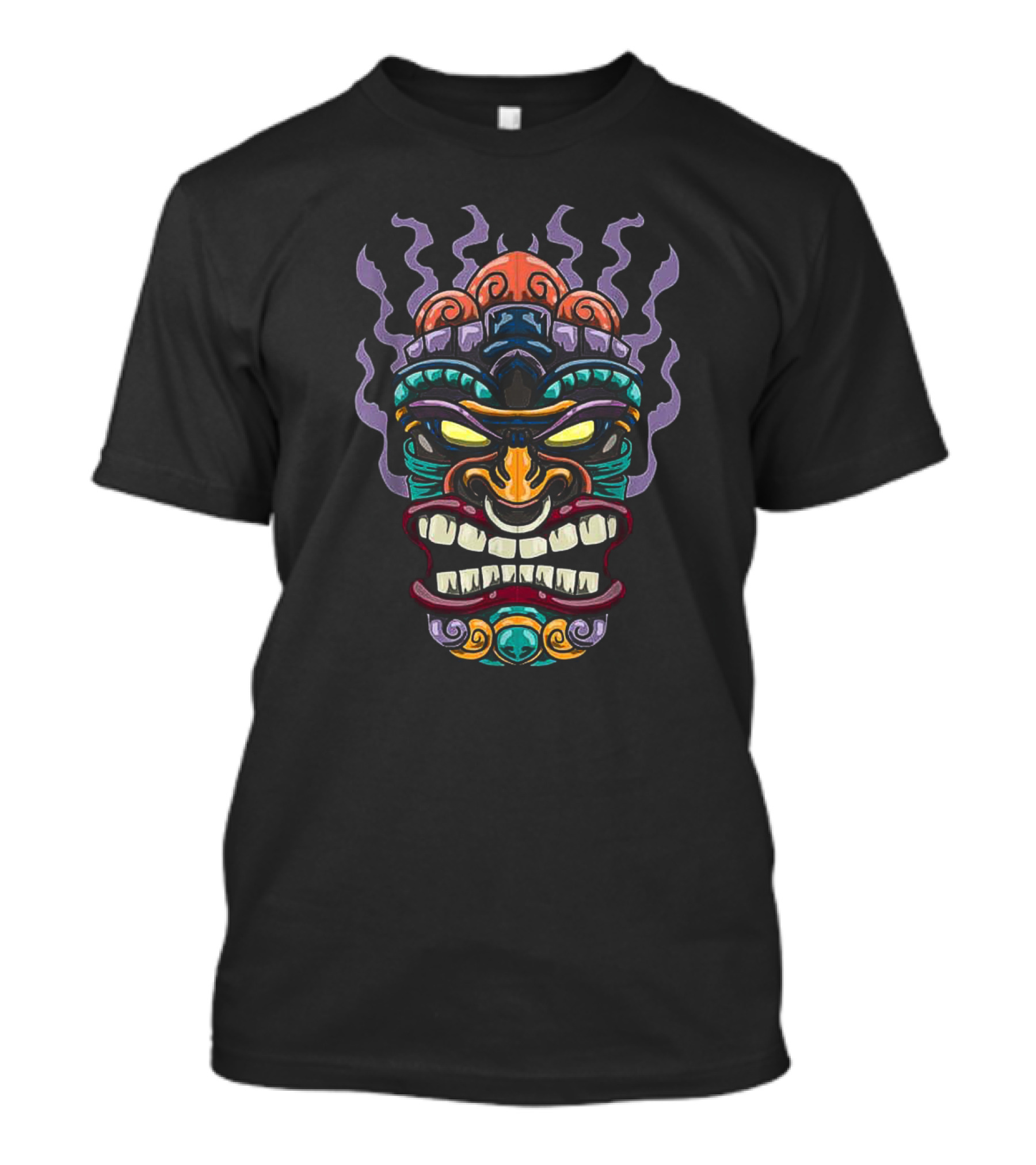 Tiki Totem Mask Hawaiian God Luau Talisman Cool Tribal Mythical T-Shirt