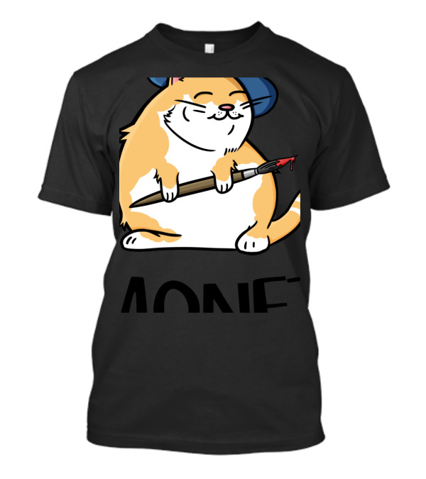 Funny Cat French Artist As Feline Claude Monet Parody With Paintbrush And Beret T-Shirt