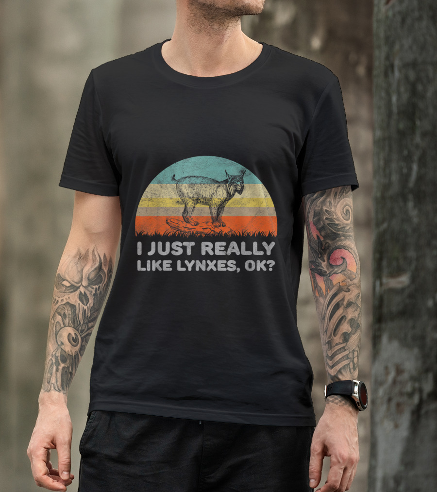 I Just Really Like Lynxes OK Vintage Sunset T-Shirt