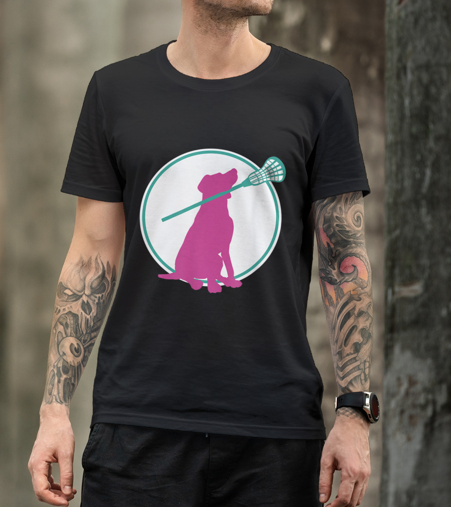 Lacrosse Dog With Girl Stick Girls Lacrosse Tees Circle T-Shirt