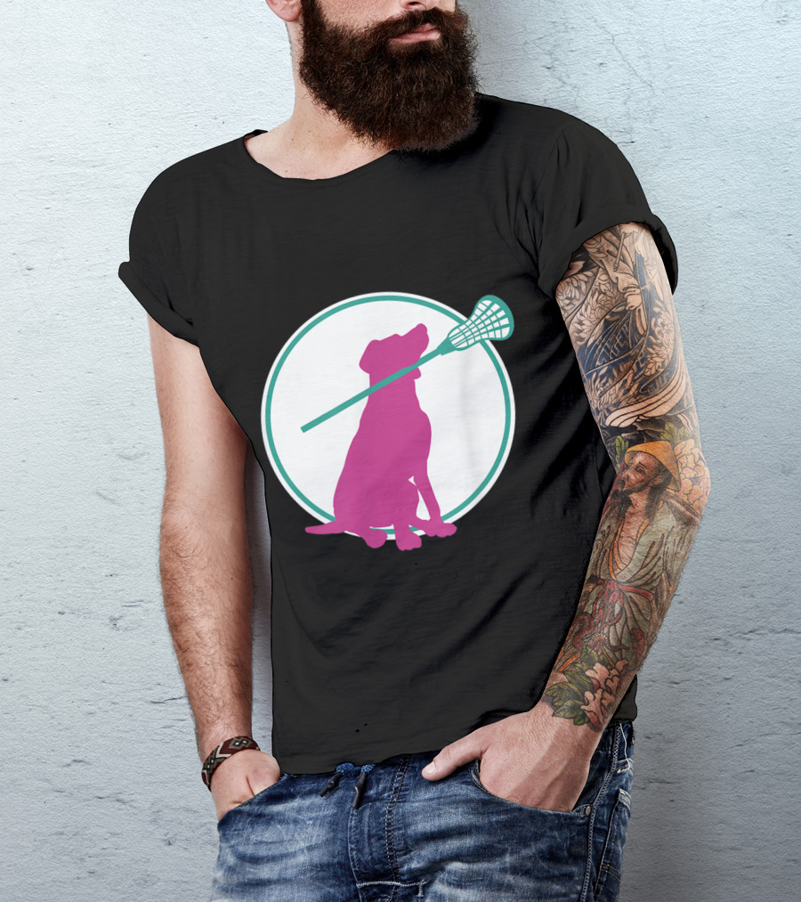 Lacrosse Dog With Girl Stick Girls Lacrosse Tees Circle T-Shirt