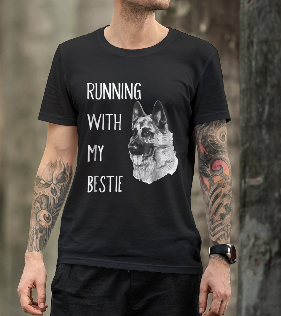 Running With My Bestie German Shepherd Dog For Runners T-Shirt