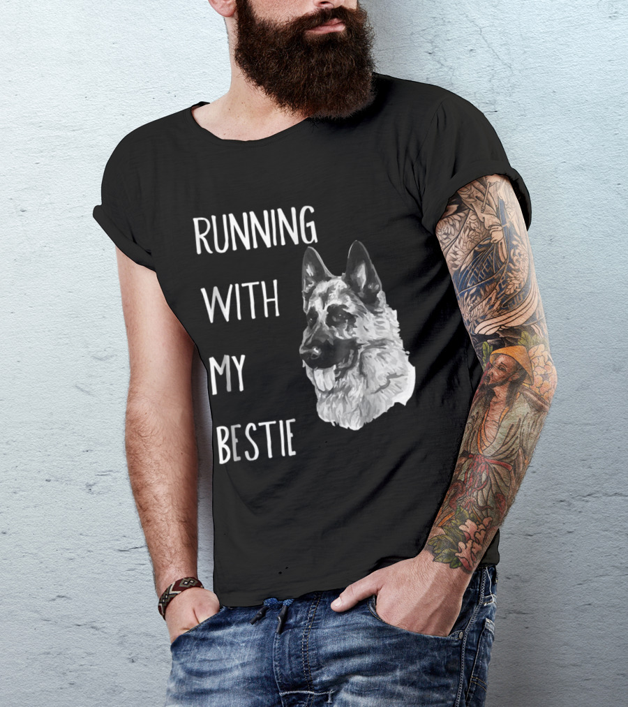 Running With My Bestie German Shepherd Dog For Runners T-Shirt