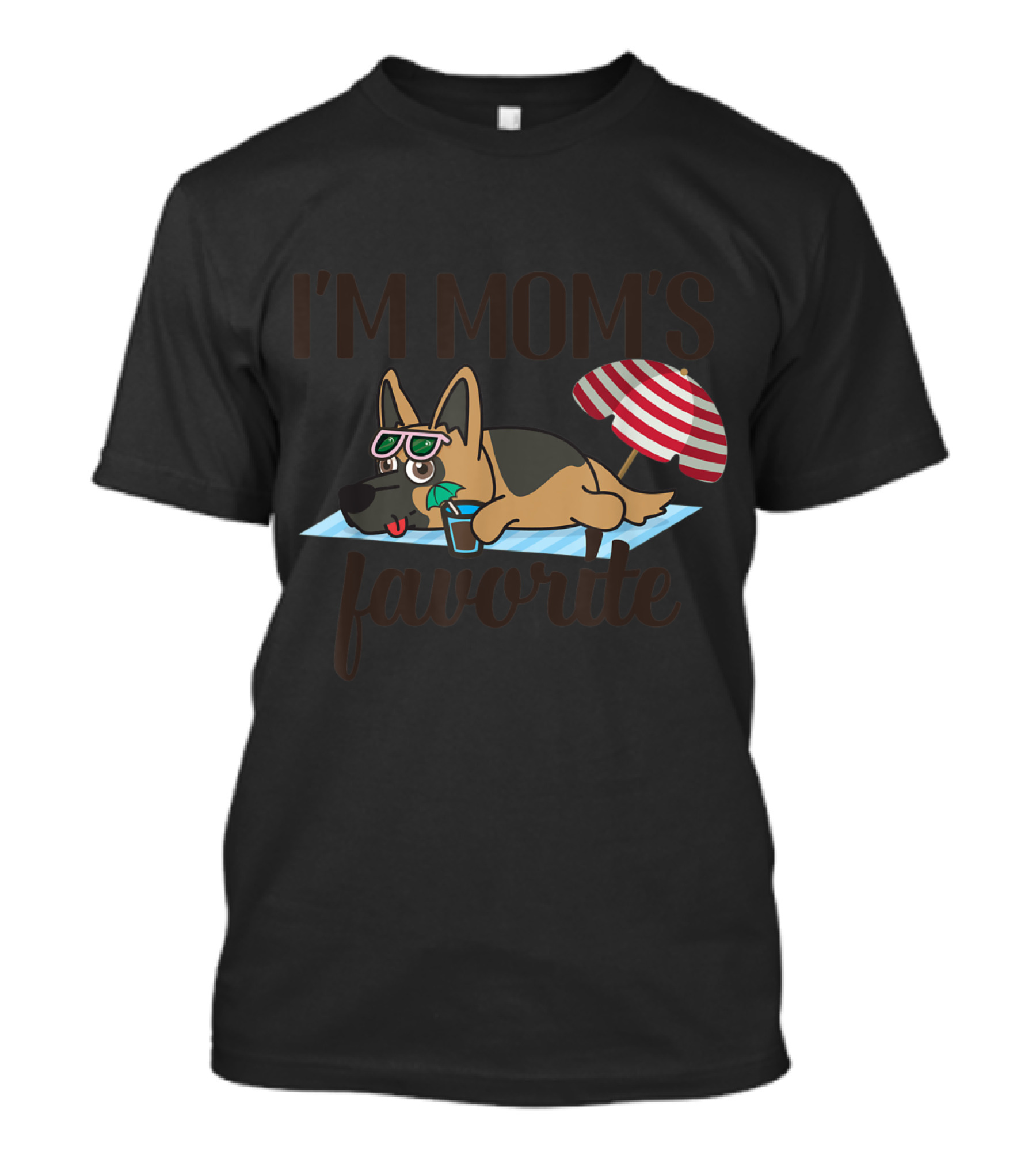 I'm Mom's Favorite Shepherd Funny Cute Dog Under Umbrella T-Shirt