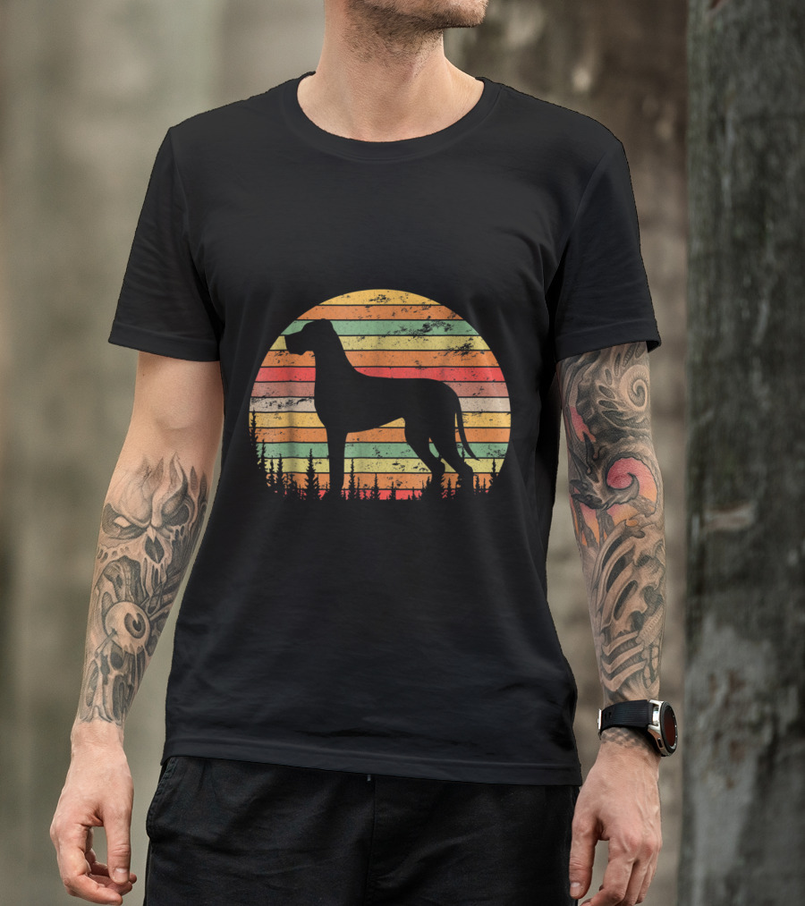 Vintage Retro Great Dane Dog Silhouette For T-Shirt