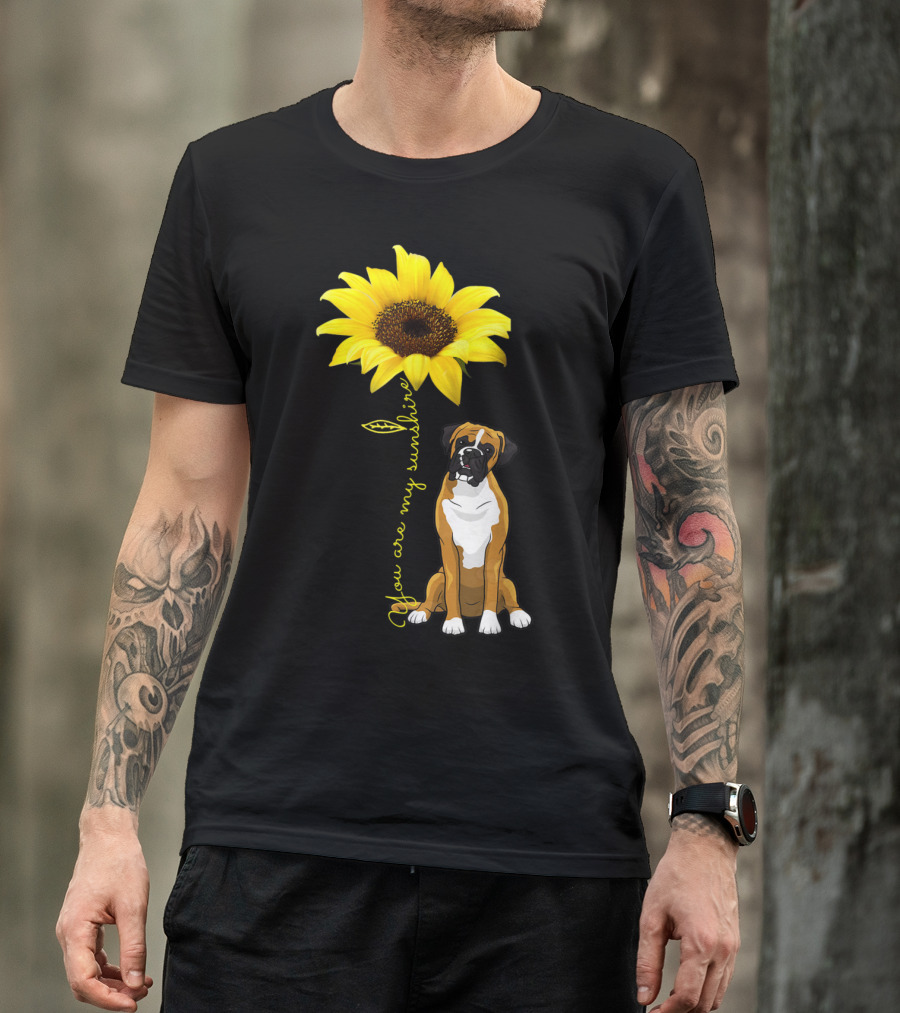 You Are My Sunshine Sunflower Cute Boxer Dog Mom Mother Day T-Shirt