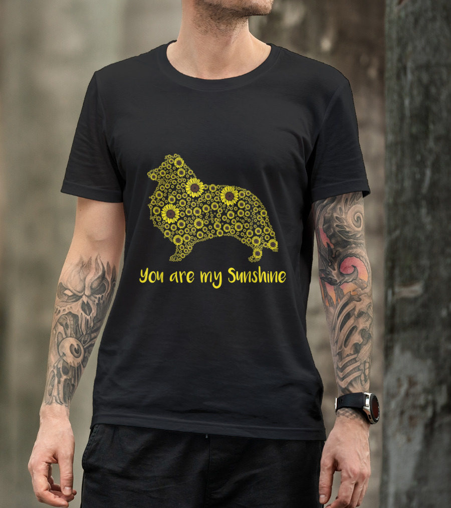 You Are My Sunshine Sunflower Sheltie Silhouette Mom Mama Lover T-Shirt