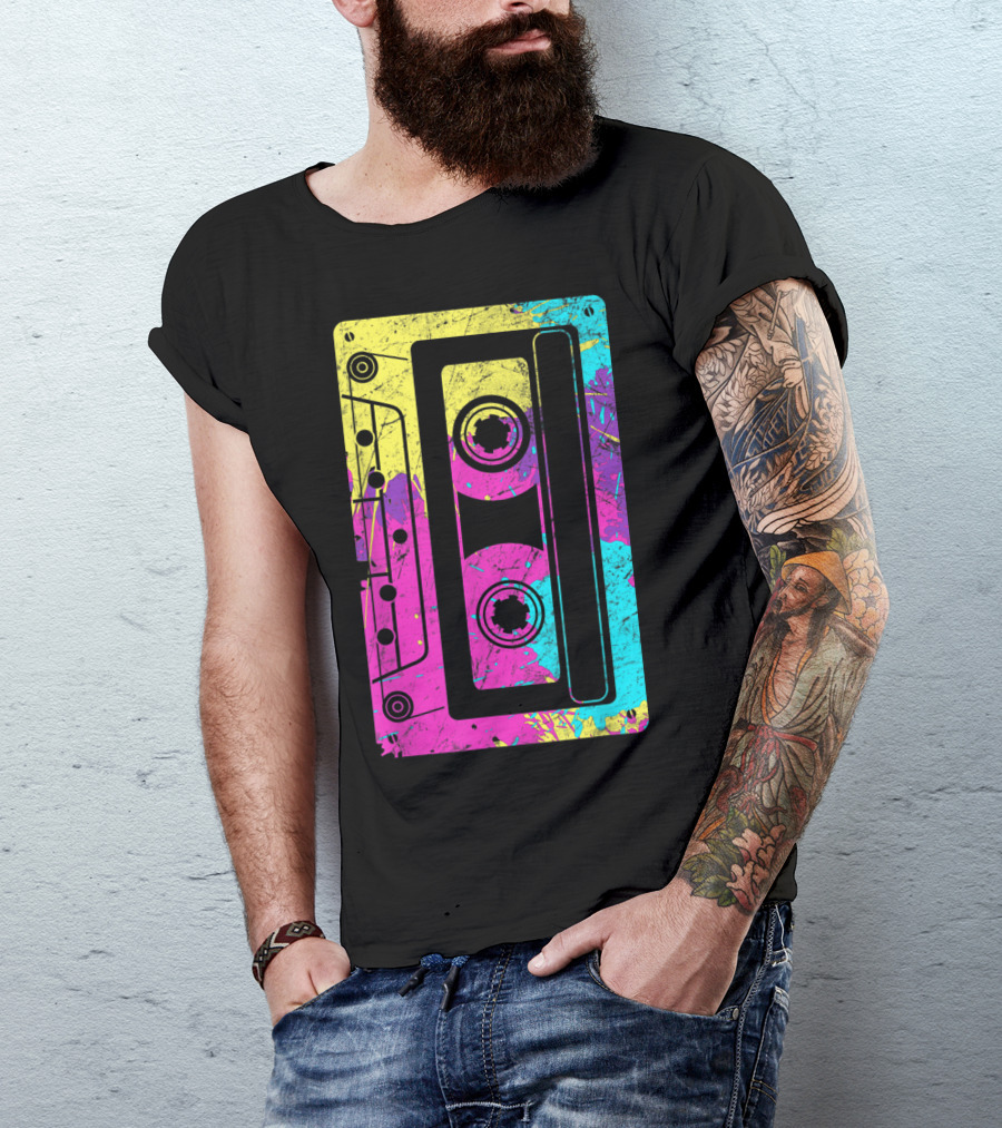 Cassette Tape Mixtape Music 80s And 90s Retro Colorful T-Shirt