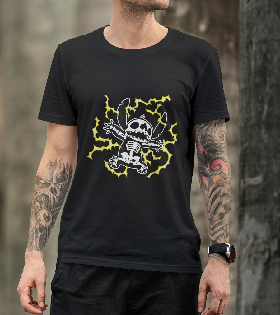 Disney Stitch Skeleton Electric Shock T-Shirt