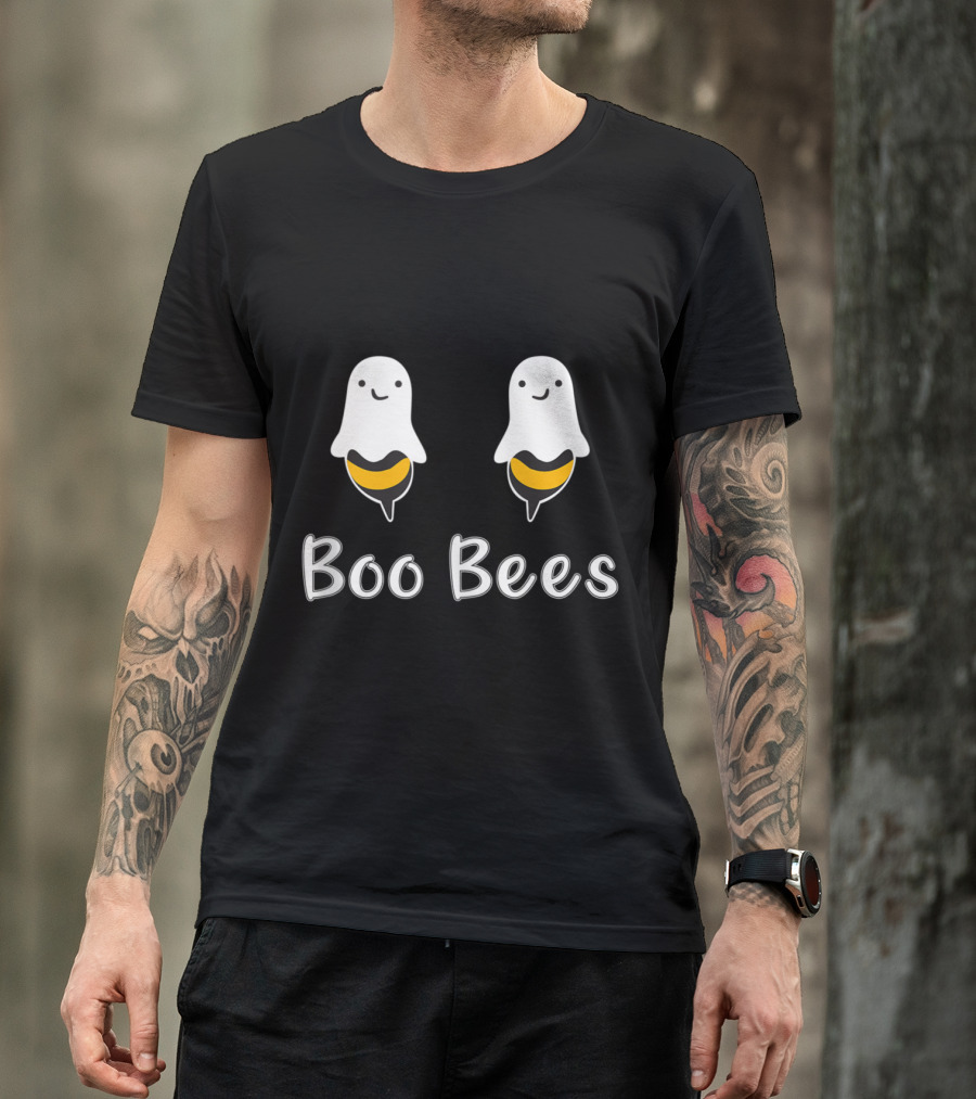 Funny Boo Bees Ghosts With Smiling Faces And Bee Stripes T-Shirt