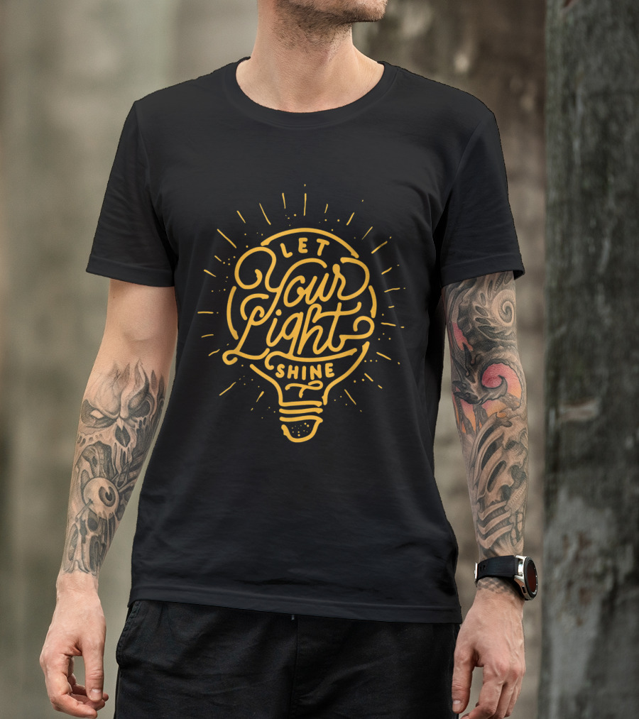 Let Your Light Shine Light Bulb Radiating Brightness T-Shirt