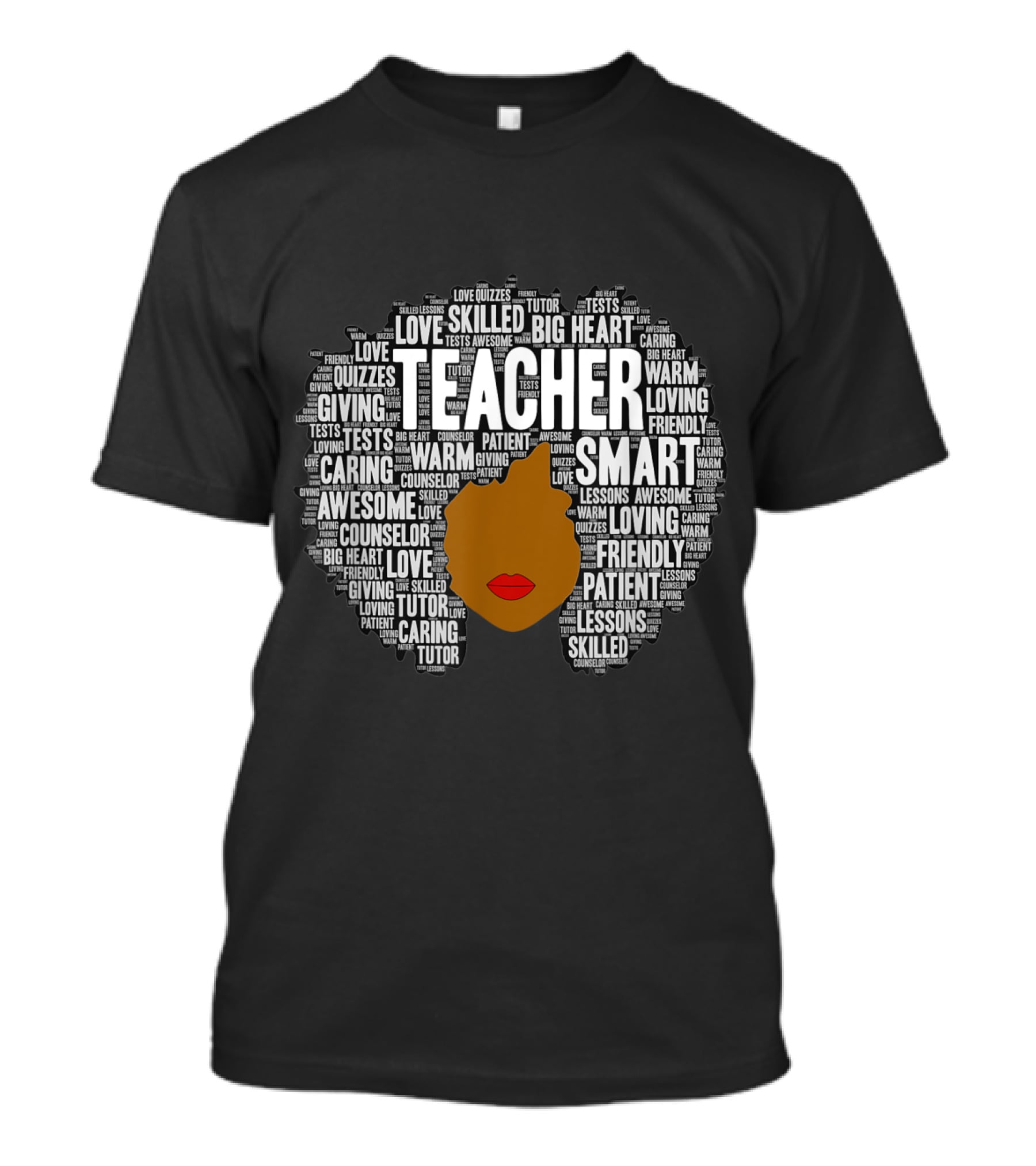 Teacher Smart Afro With Big Heart Words T-Shirt