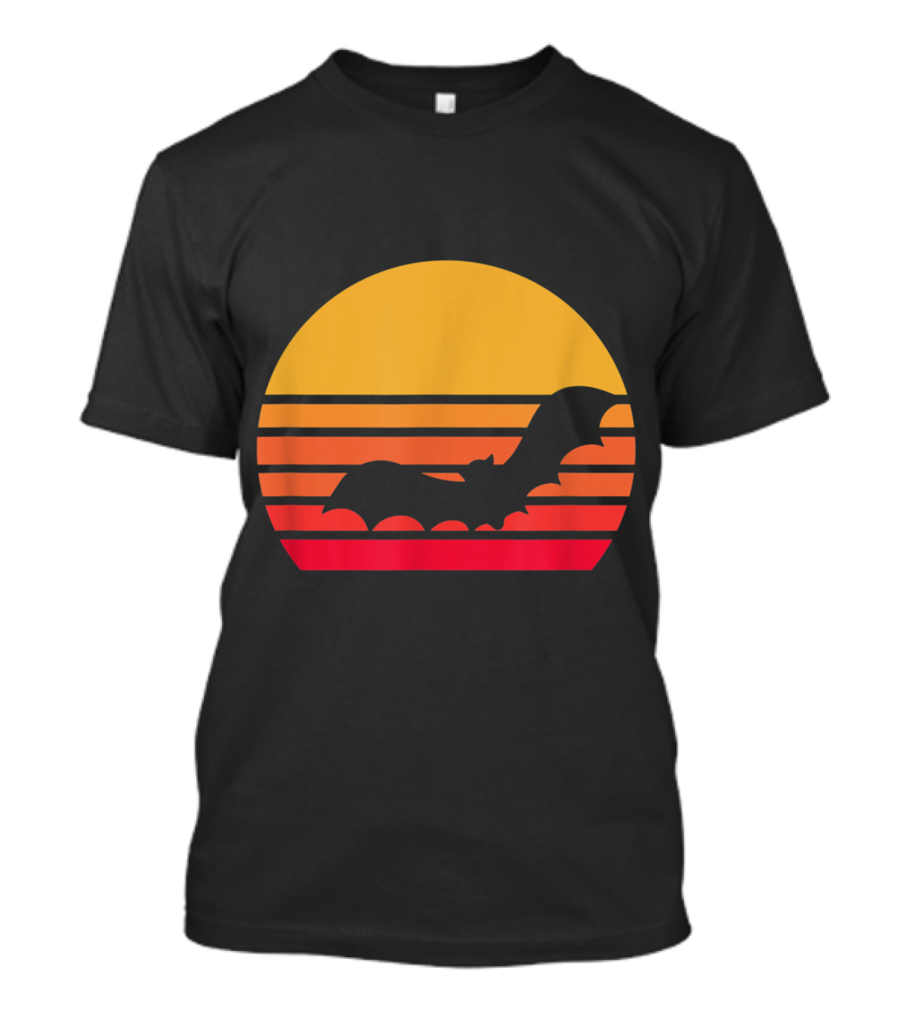 Vintage Sunset Halloween Bat Vampire T-Shirt