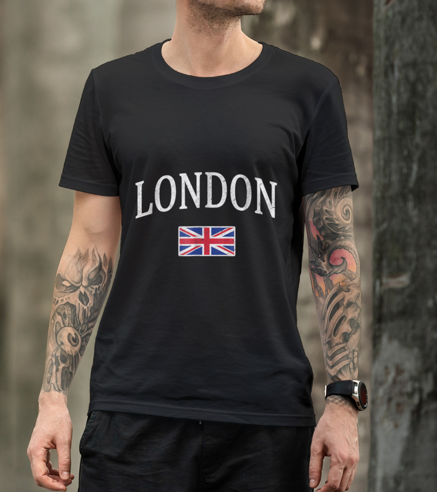 London England Vintage Souvenir With Union Jack Flag T-Shirt