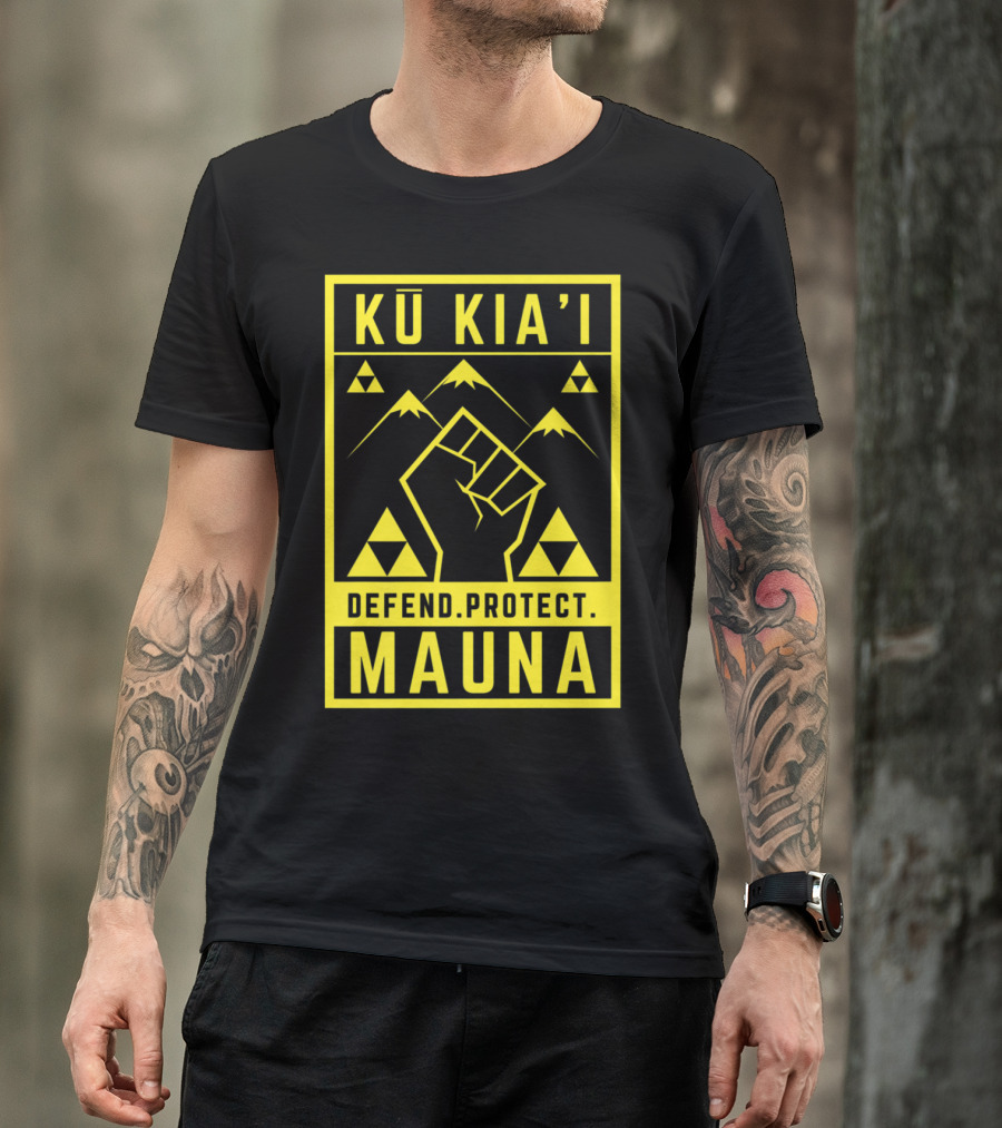 Kū Kia'i Mauna Defend Protect Fist And Mountain Symbols T-Shirt