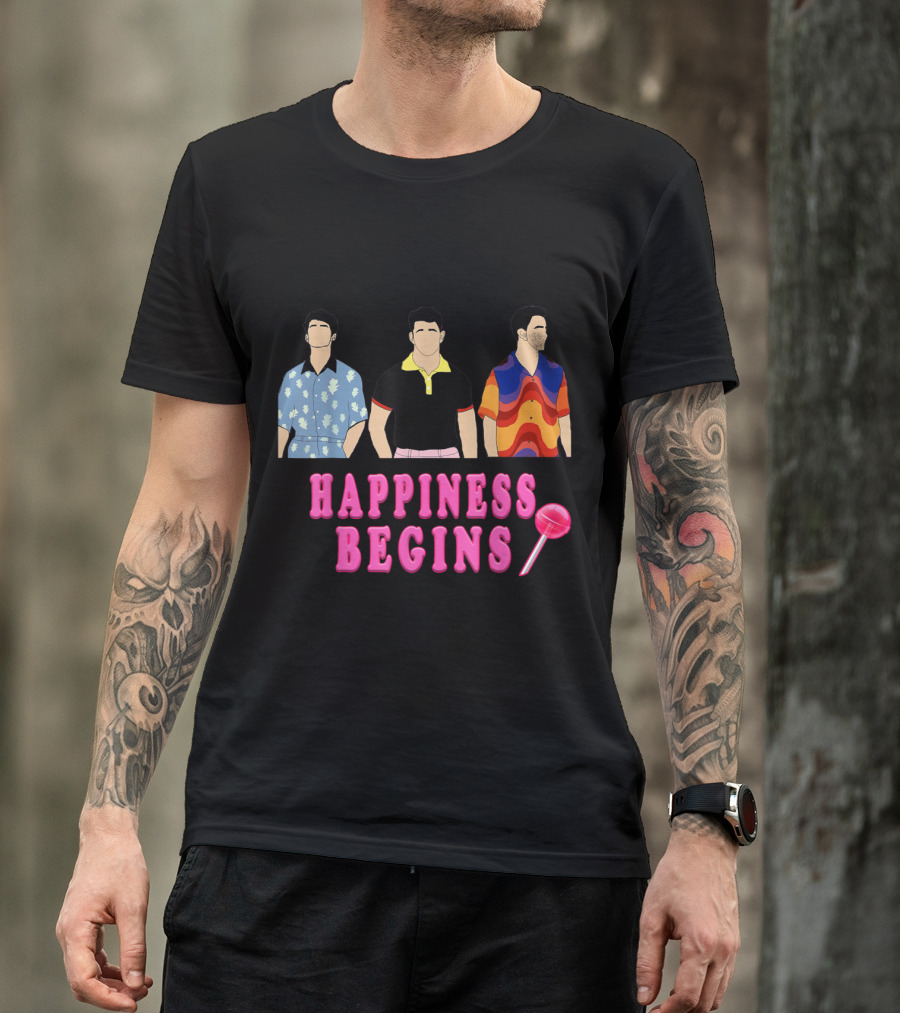 Happiness Begins Love Jonas Cool Happiness Brothers T-Shirt