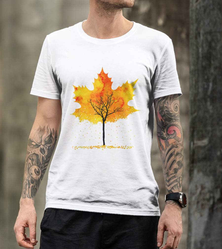 Maple Tree Autumn Leaves Fall Forest Scene T-Shirt
