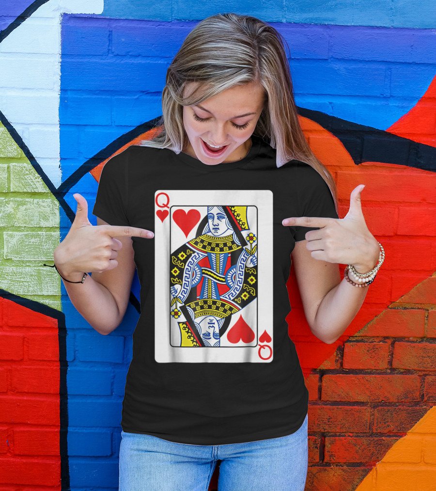 Queen Of Hearts Playing Card Poker T-Shirt