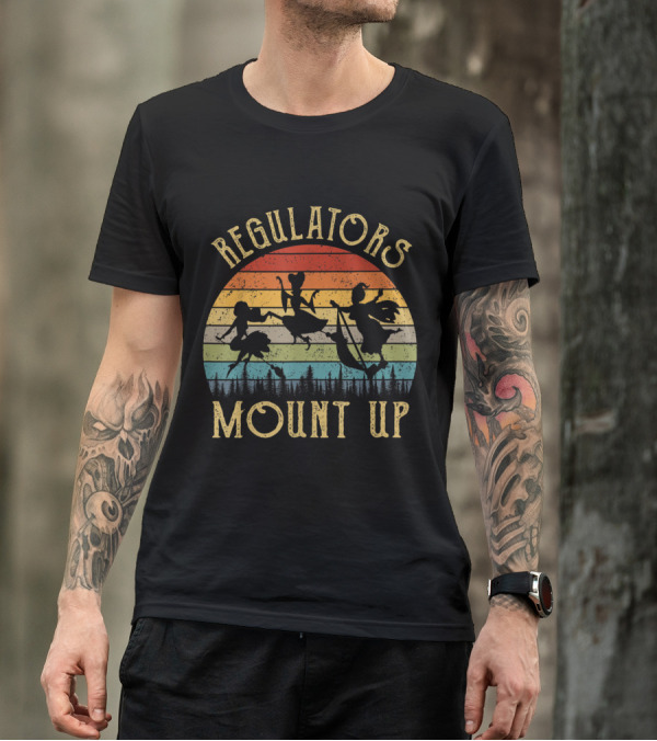 Regulators Mount Up Witches Vintage Silhouette Retro Sunset T-Shirt