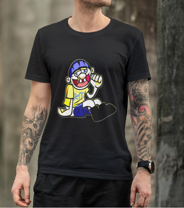 SML JEFFY CHARACTER WITH BLUE HELMET AND YELLOW SHIRT SITTING T-Shirt