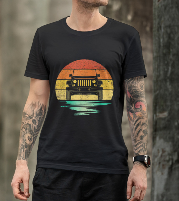 Vintage Sunset Jeep Off Road Adventure T-Shirt