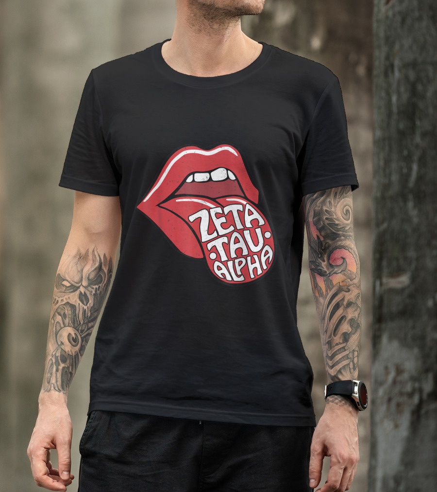 Zeta Tau Alpha Tongue-Inspired Red Lips T-Shirt
