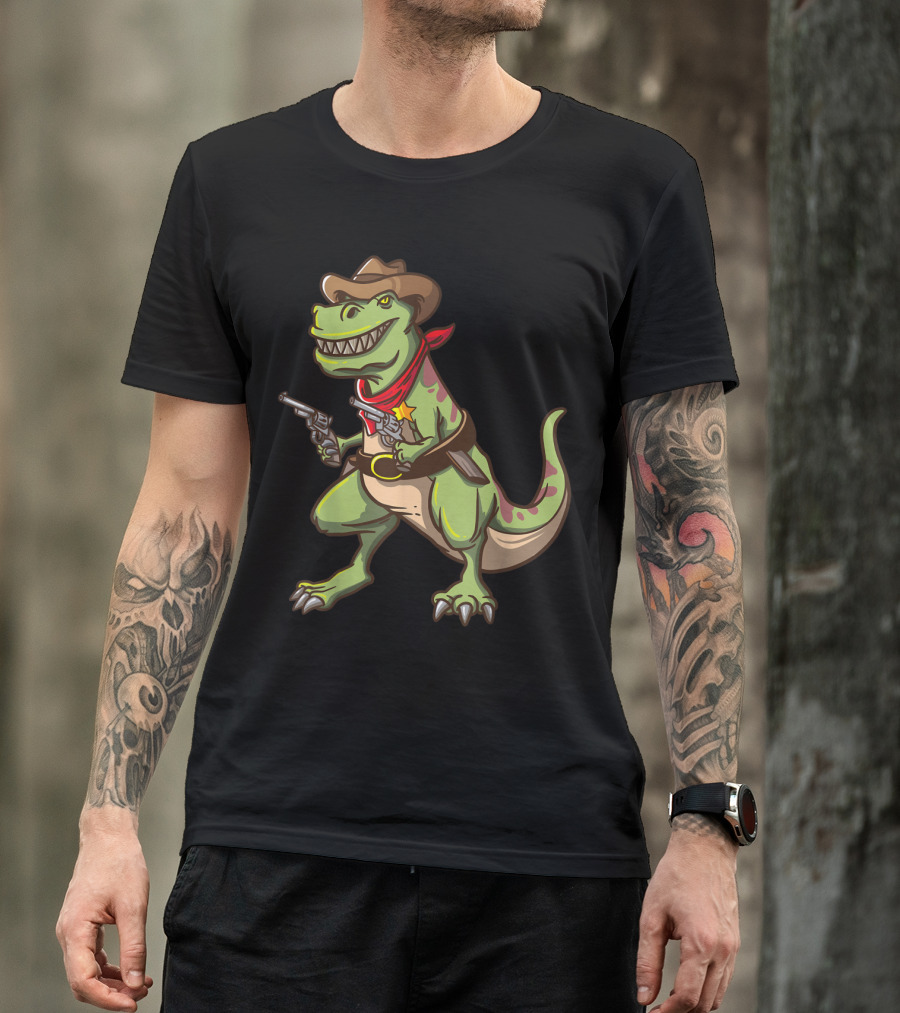 Wild West Cowboy Dinosaur T-Rex Kids Country Adventure T-Shirt