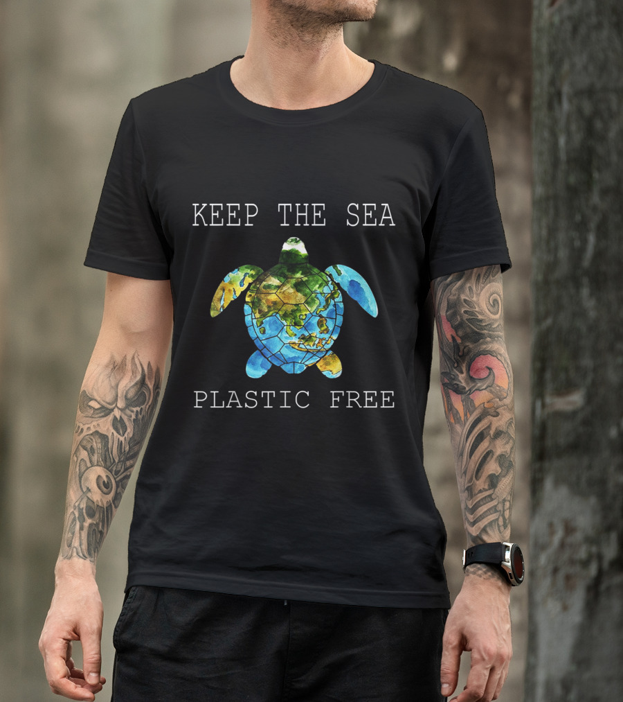 KEEP THE SEA PLASTIC FREE TURTLE MAP T-Shirt