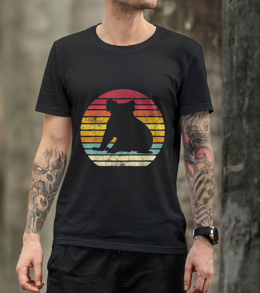 Koala Bear Retro Vintage 70's 80's Stripes Silhouette Circle T-Shirt
