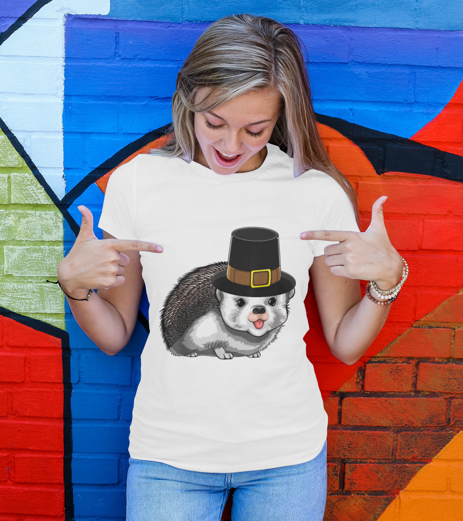Thanksgiving Pilgrim Hedgehog Gratitude Holiday Tradition T-Shirt