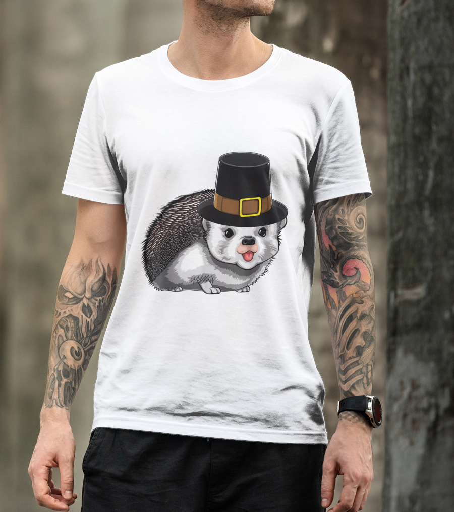Thanksgiving Pilgrim Hedgehog Gratitude Holiday Tradition T-Shirt