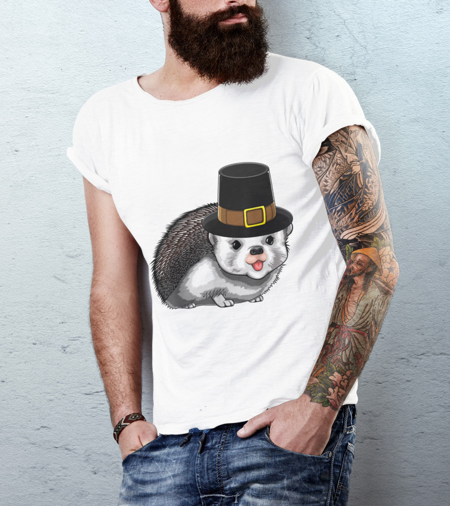 Thanksgiving Pilgrim Hedgehog Gratitude Holiday Tradition T-Shirt