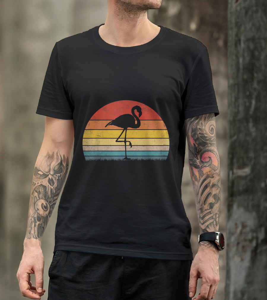 Vintage Sunset Trendy Animal Flamingo T-Shirt